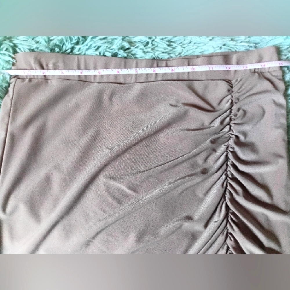 Charlotte Russe Ruched Pencil Skirt in Taupe Midi Skirt